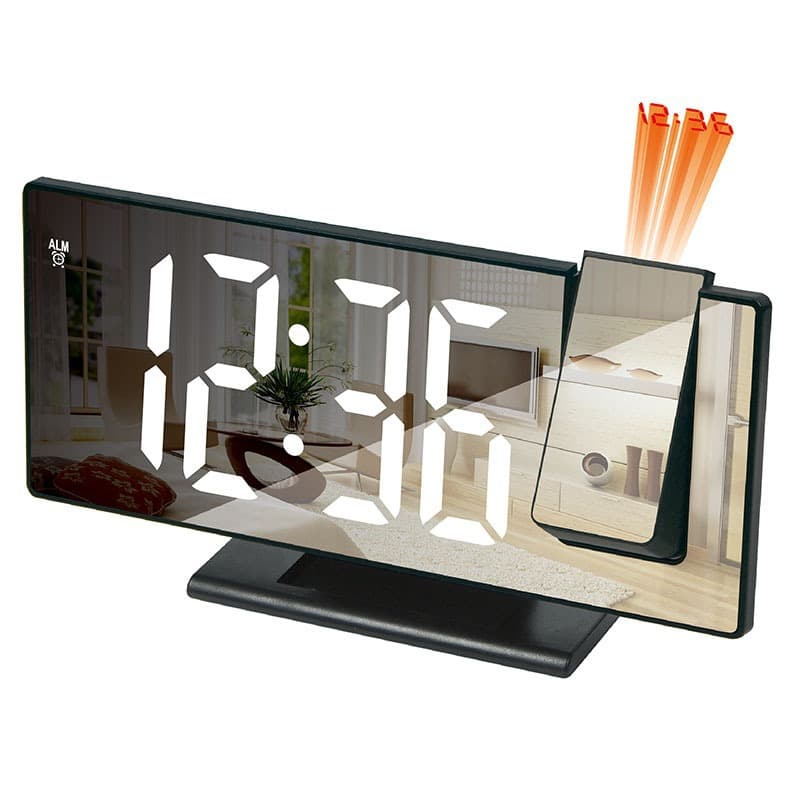LED projection clock, multi-function digital clock, automatic photosensitive luminous electronic clock, mirror table clock with USB