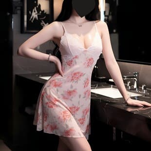 Sexy Lingerie for Women Flirtatious Backless Mesh Butterfly Print Sheer Sleepwear Set 0452