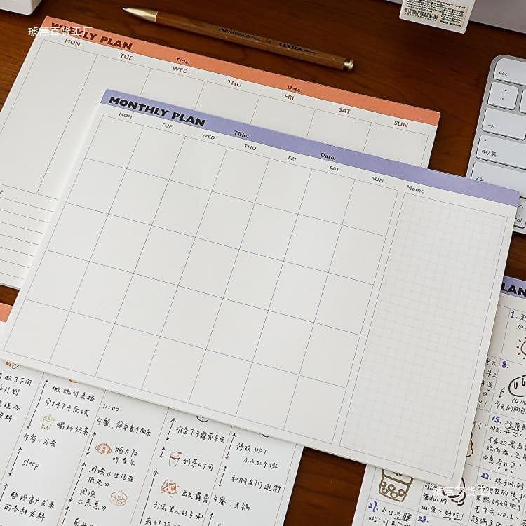Minimalist Tear-Off Monthly Planner, Work and Study Weekly Schedule Pad, Planning Calendar Notepad