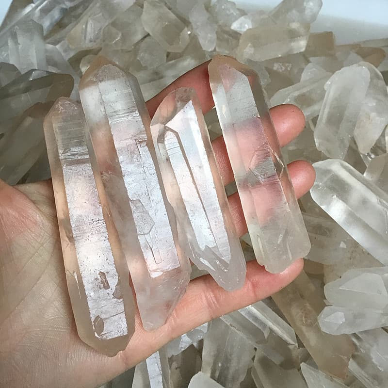 Natural White Crystal Raw Stone Single Crystal Hexagonal Prism White Crystal Column Raw Material Crystal Rough Stone