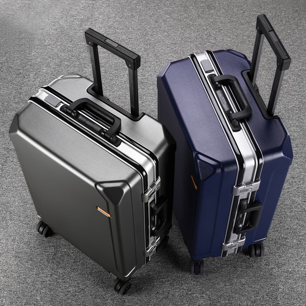 2023 New Travel Suitcase, Student Aluminum Frame Luggage, Multi-Directional Wheels, Unisex Zipper Password Lock Durable Carry-On