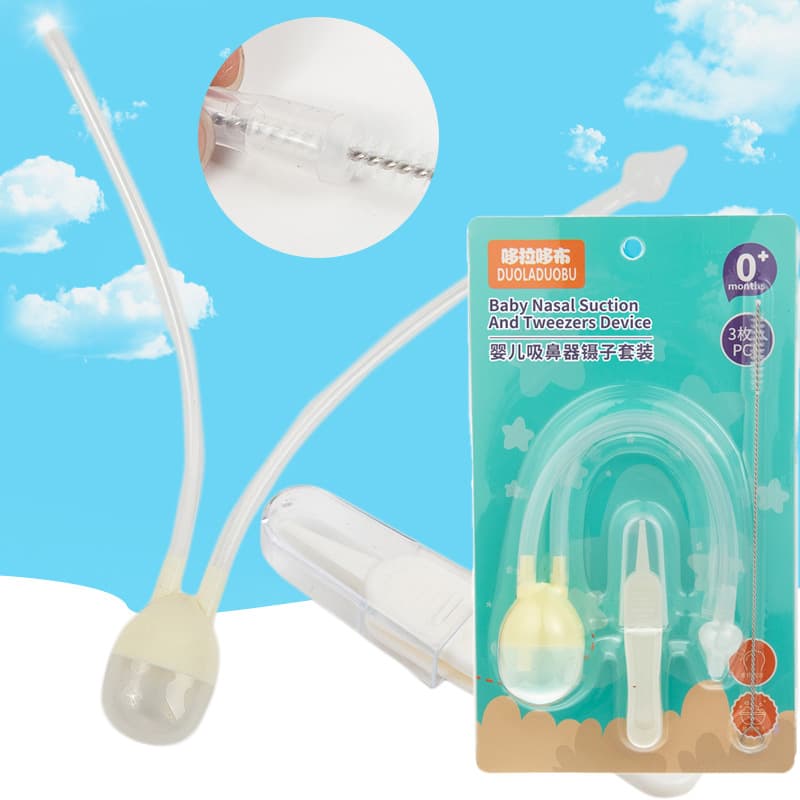Duoladuo Baby Nasal Aspirator and Tweezers Set, Infant Mouth-Suction Nasal Aspirator, Cleaning Tweezers and Brush 6055