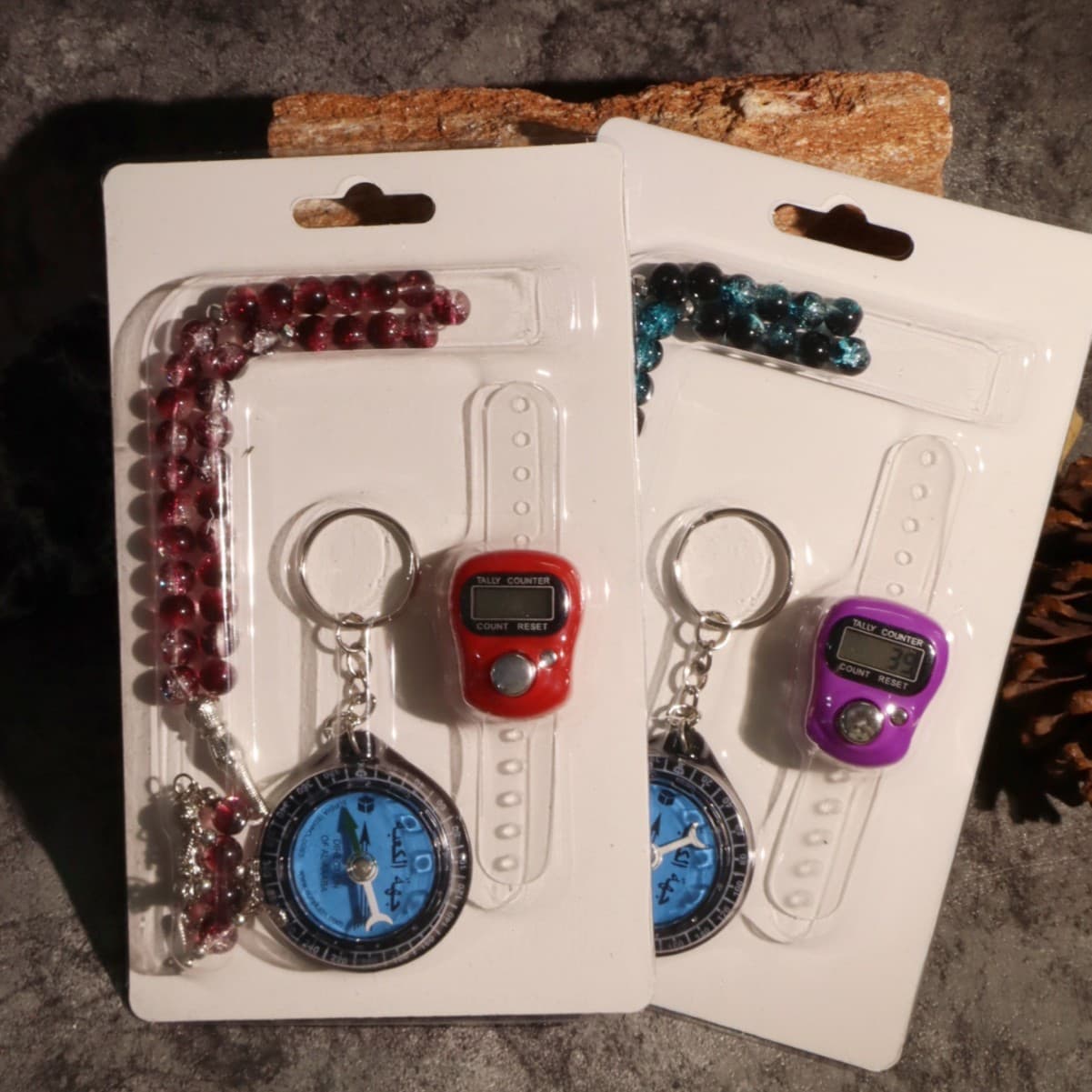 Cross-border best-selling counter set, outdoor compass keychain, Muslim prayer bead combination.