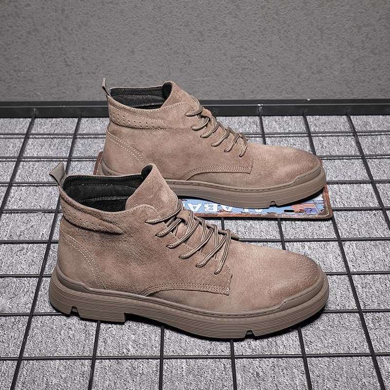 Men's Martin boots, genuine leather boots, casual trendy high-top work shoes, single boots, 2024 spring new men's shoes