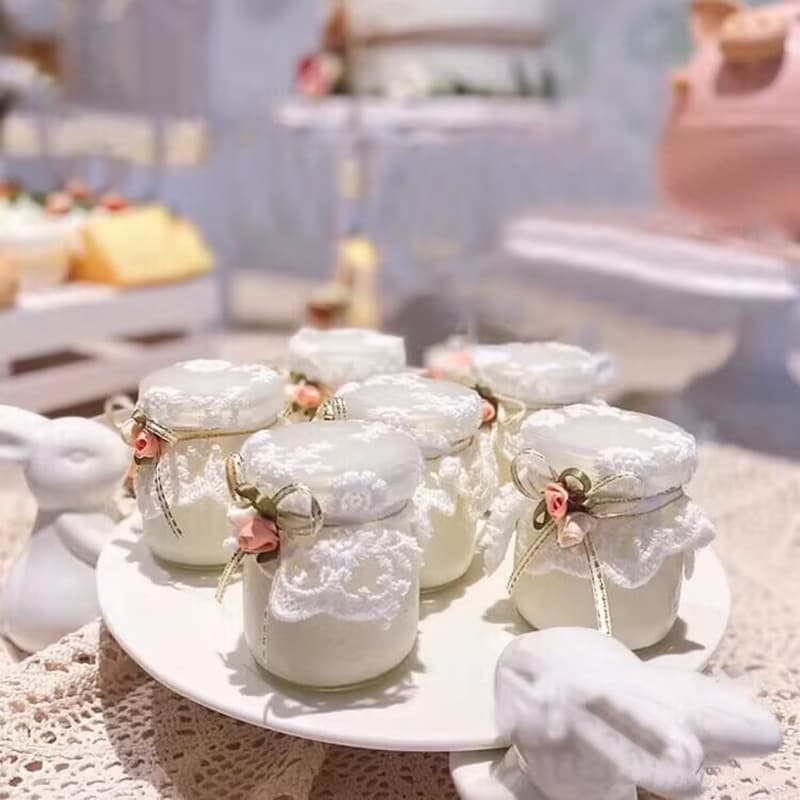 Dessert Table Pudding Jar Sealing Decoration Rose Flower Ribbon Tie for Wedding Cupcake Mousse Cup Ribbon Bow