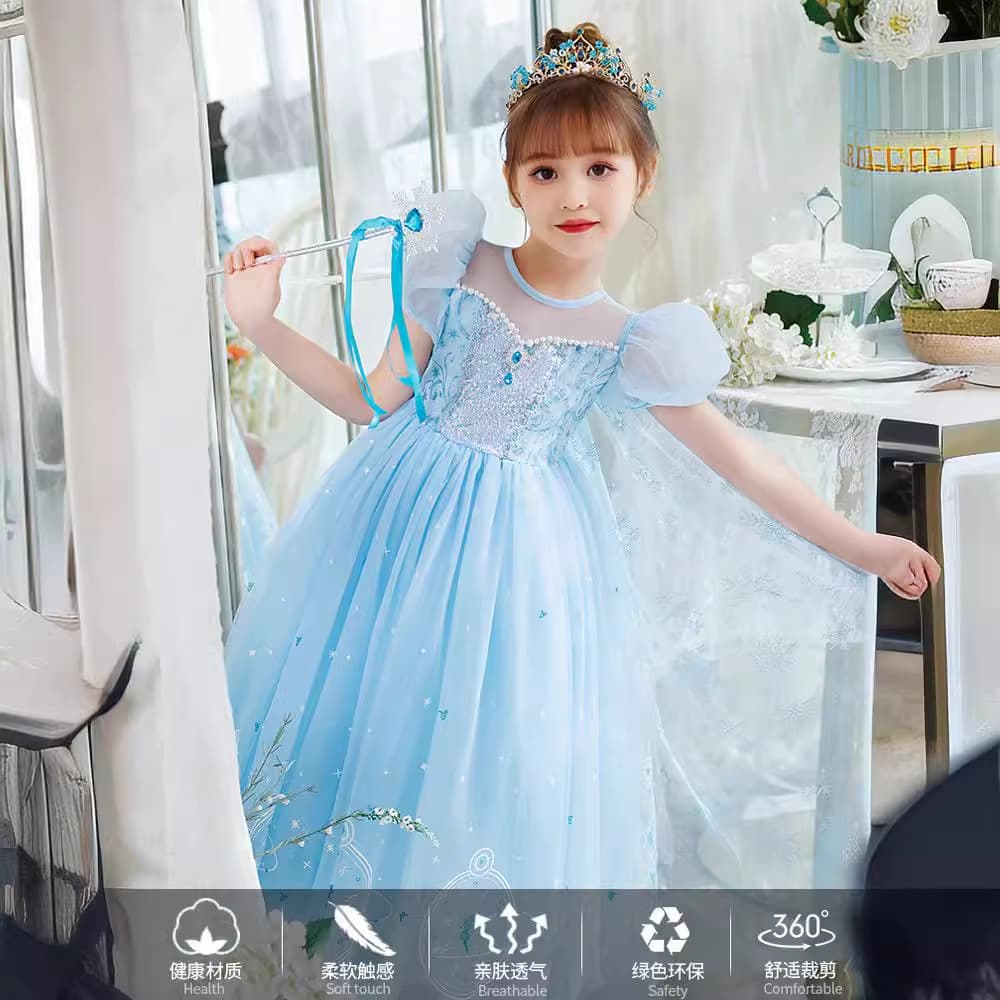 Elsa Princess Dress Summer Tulle Skirt Children's Birthday Gown Elsa Dress for Girls