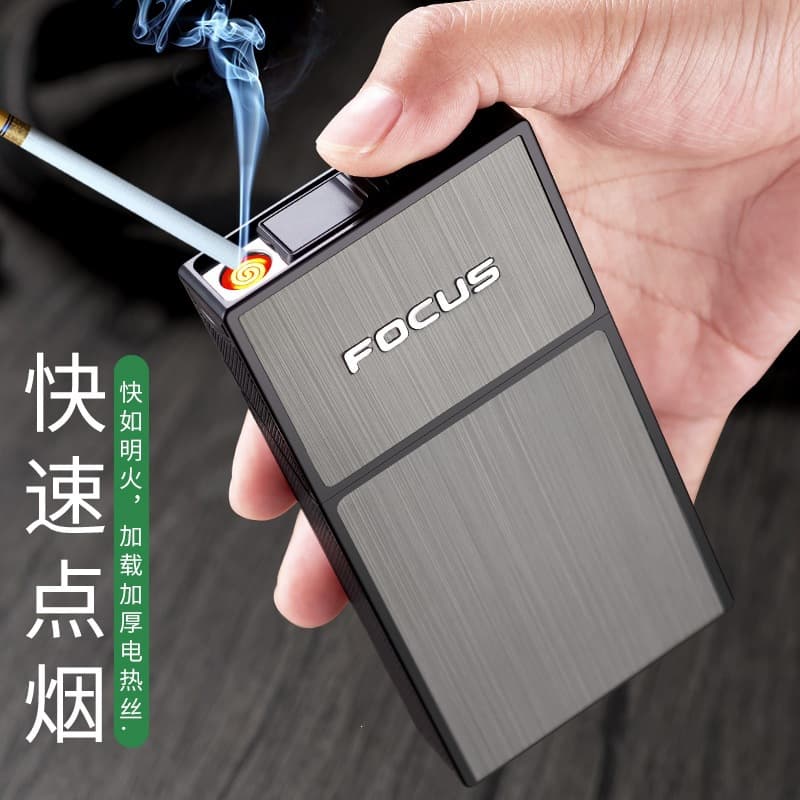 New women's cigarette box, thin special cigarette box, cigarette lighter dual-use 20-pack cigarette box manufacturer, spot wholesale
