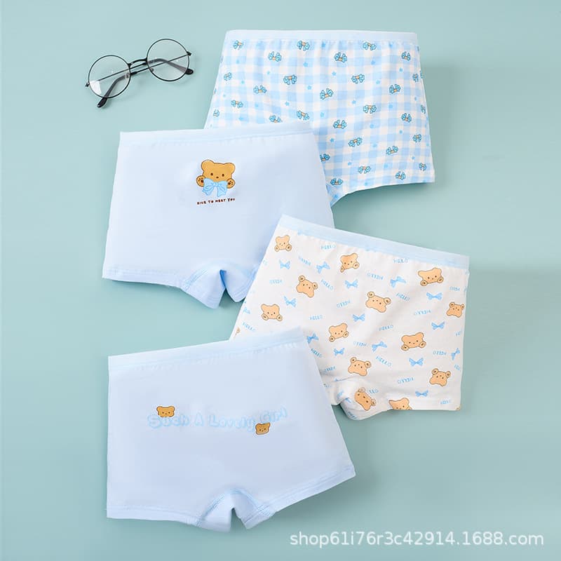 Cross-Border Girls Kids Underwear Cotton Boxer Shorts Baby Girls Four-Corner Briefs Small Big Kids Girls No Wedgie