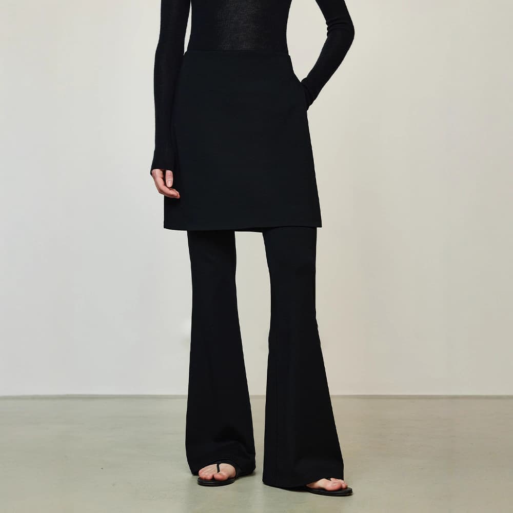 TH~ROW washable knitted wool stretchy slim-fitting paper patchwork fake two-piece bootcut pants