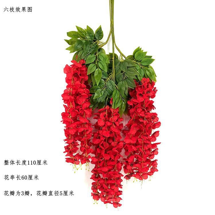 Artificial Vine with Green Leaves, Simulated Wisteria Vine for Indoor Ceiling Decoration, Tree Vine Greenery Cloth