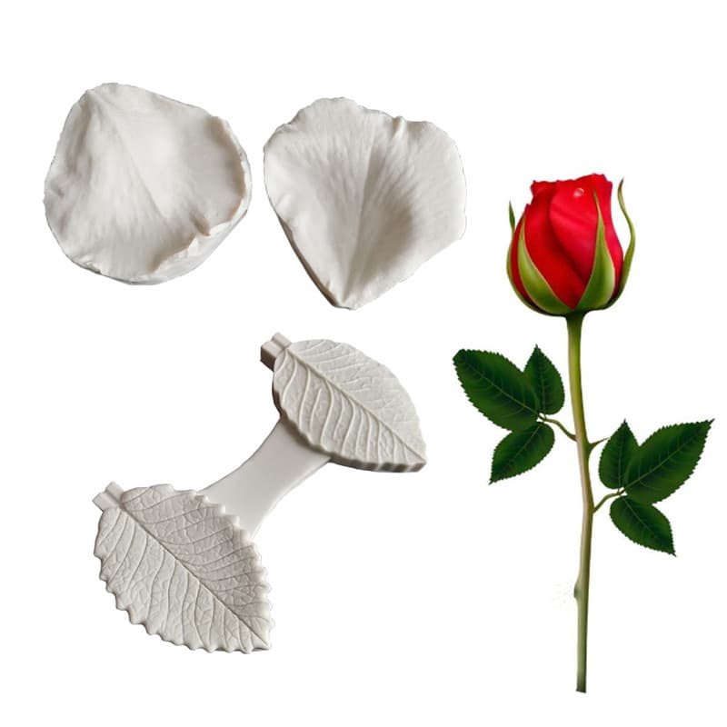 Flip Sugar Mold Rose Leaf Silicone Mold Leaf Roller Worm Leaves Flip Sugar Cake Mold Dried Pace Drop Glue Mold