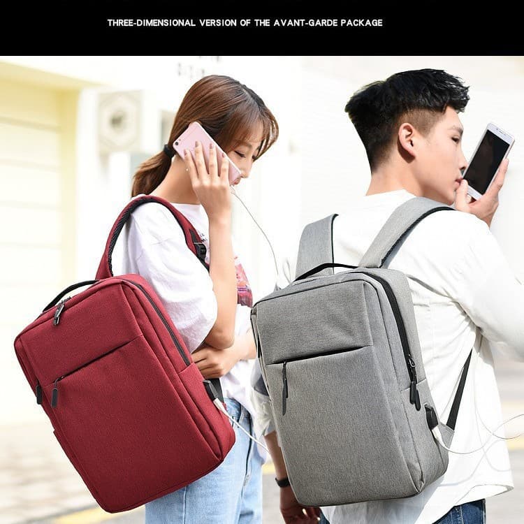 Cross-Border Supply Simple Backpack USB Charging Men's Computer Bag, Large Capacity Casual Business Laptop Backpack