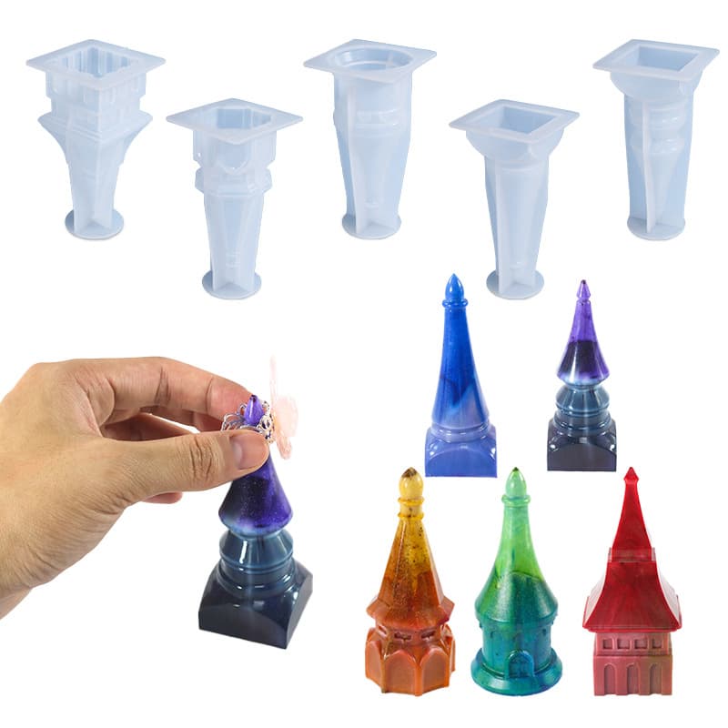 DIY New Resin Mold Castle Ring Holder Silicone Mold Mirror Resin Mold Cross-Border Exclusive