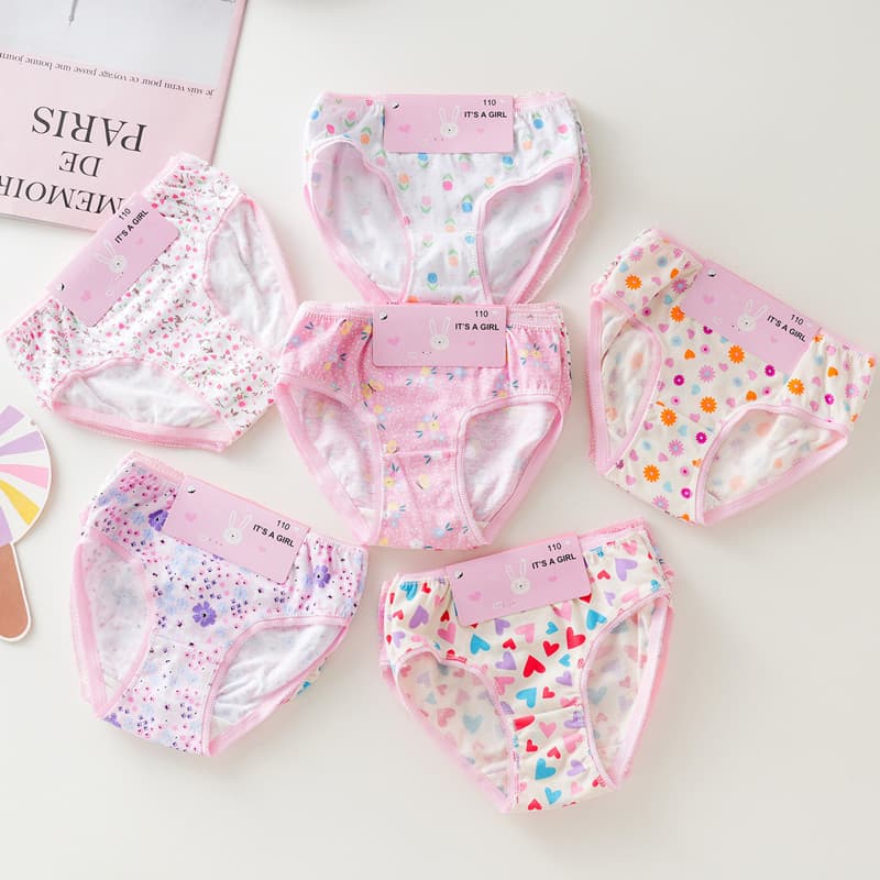 Factory Direct Cross-Border Supply Girls Lace Trim Briefs Cotton Cardboard Packaging Girls Lace Briefs