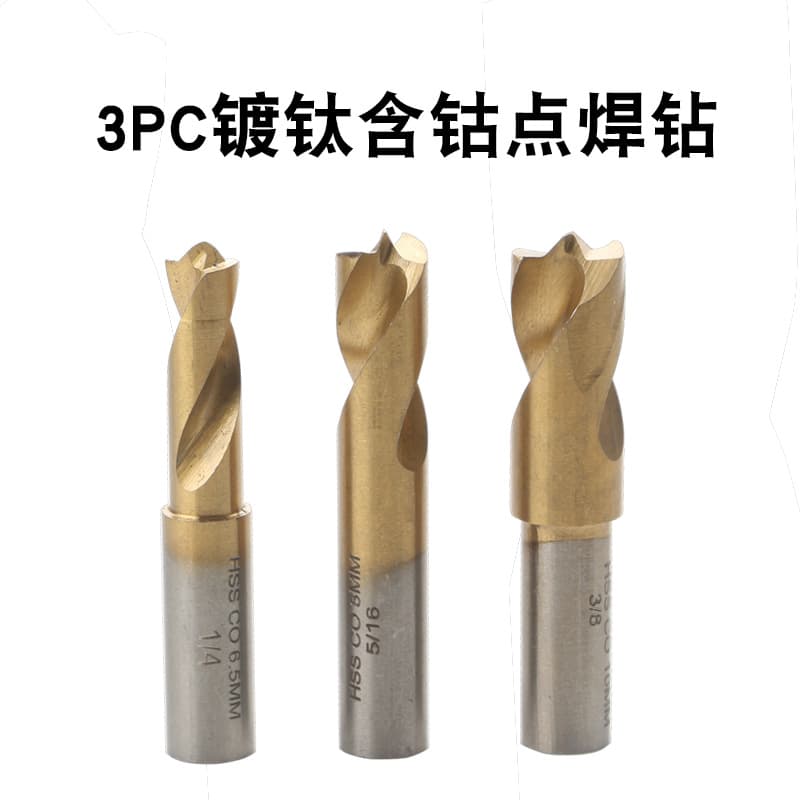 Spot Weld Drill Bit Titanium Coated High Speed Steel Hand Drill Straight Shank Cobalt Automotive Sheet Metal Spot Weld Removal Drill Bit