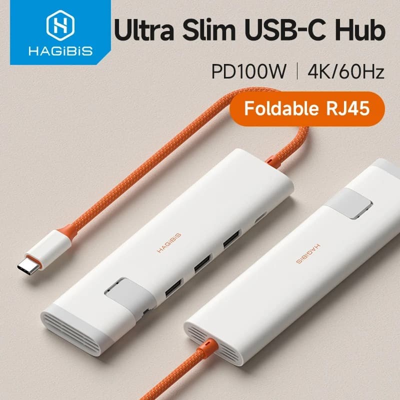 Hagibis USB C Hub Multiport USB C Splitter 4K HDMI RJ45 Heat