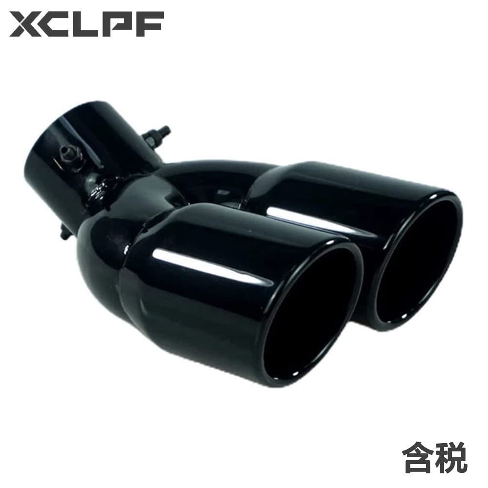 Black double row straight curved tail throat stainless steel exhaust pipe 63 76MM interface silencer silencer tail throat