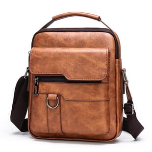 Men's Fashion Vertical Crossbody Bag, Casual PU Leather Shoulder Bag, Large Capacity Handbag for Men, Export Style