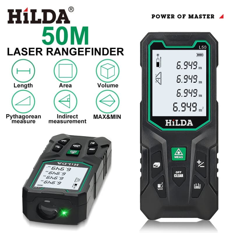Multifunctional Laser Distance Meter Battery-Powered Infrared Rangefinder High-Precision Laser Ruler Electronic Tape Measure for Room Measurement