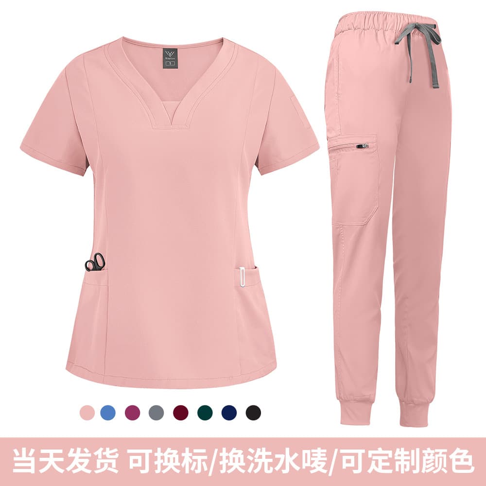 Cross-border New Short-sleeved Hand-washing Clothes Dentist Isolation Clothes Men's and Women's Elastic Quick-drying Nursewear suit