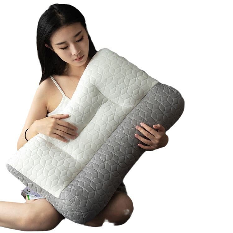 Latex Neck Support Pillow Pair Sleep Aid Orthopedic Back Bow Traction Rectangular Shaped Home Use Neck Protection Pillow