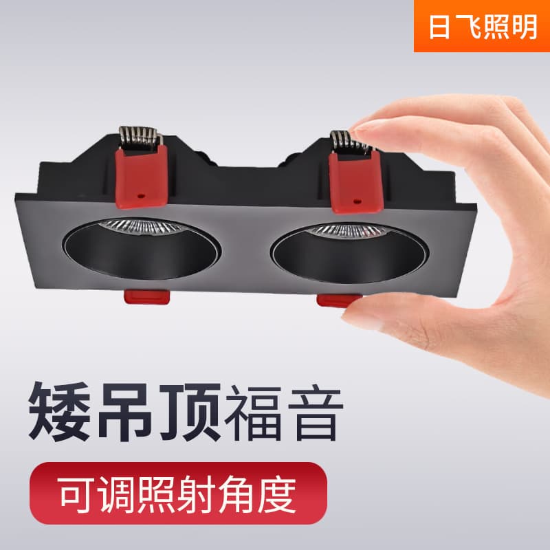 Recessed Spotlight Mini Track Light Anti-Glare Ultra-Thin Low-Profile Dual-Head Ceiling Mount Adjustable Angle