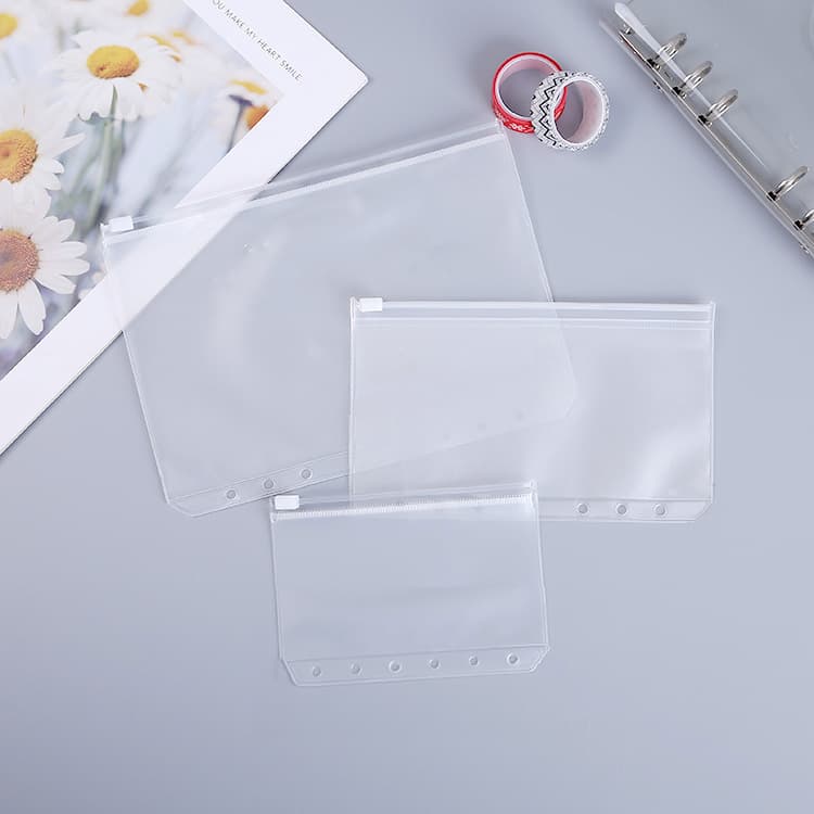 Cross-Border Exclusive A5 A6 A7 Loose-Leaf Notebook Zipper Pouch PVC Storage Bag Receipt Bag Template Storage Loose-Leaf Pockets