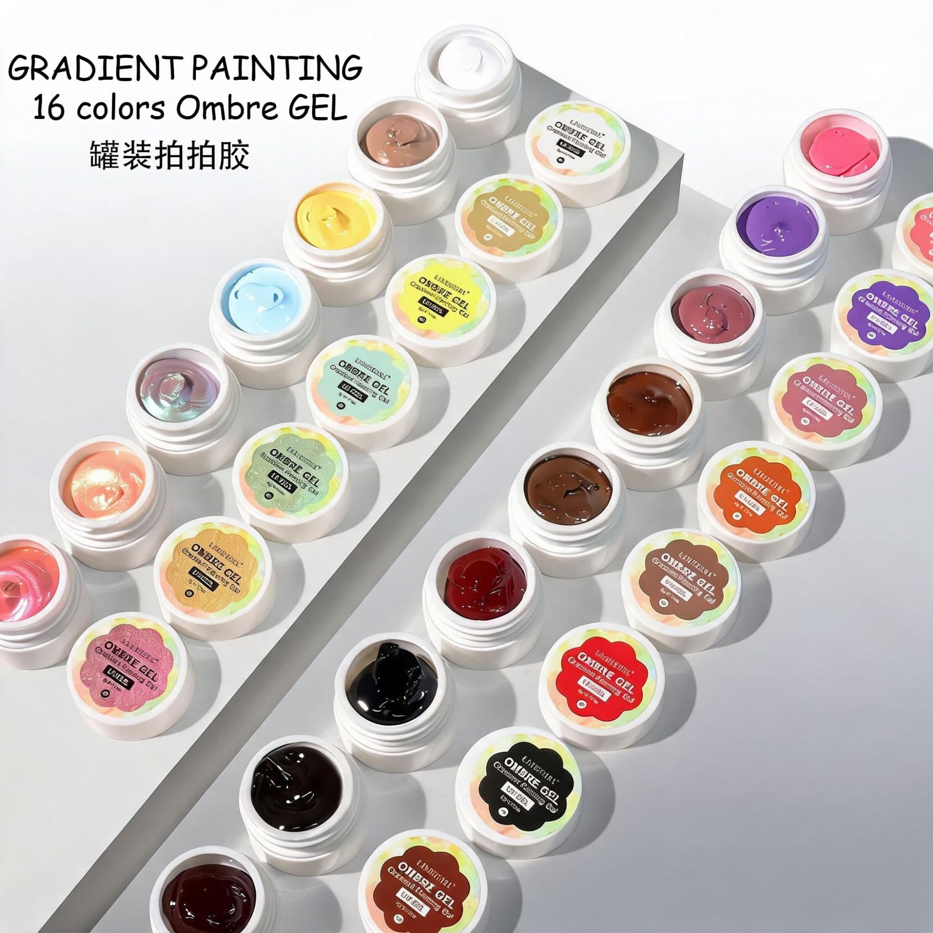 Ombre Gel 16-color canned gradient gel blush pat gel no-wash smudged painted gel