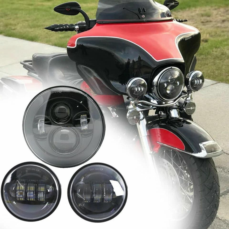 Cross-border Hot Selling Set 7-inch Headlight and 4.5-inch Fog Light, Compatible with Harley Motorcycle Modified Headlight and Front Fog Light