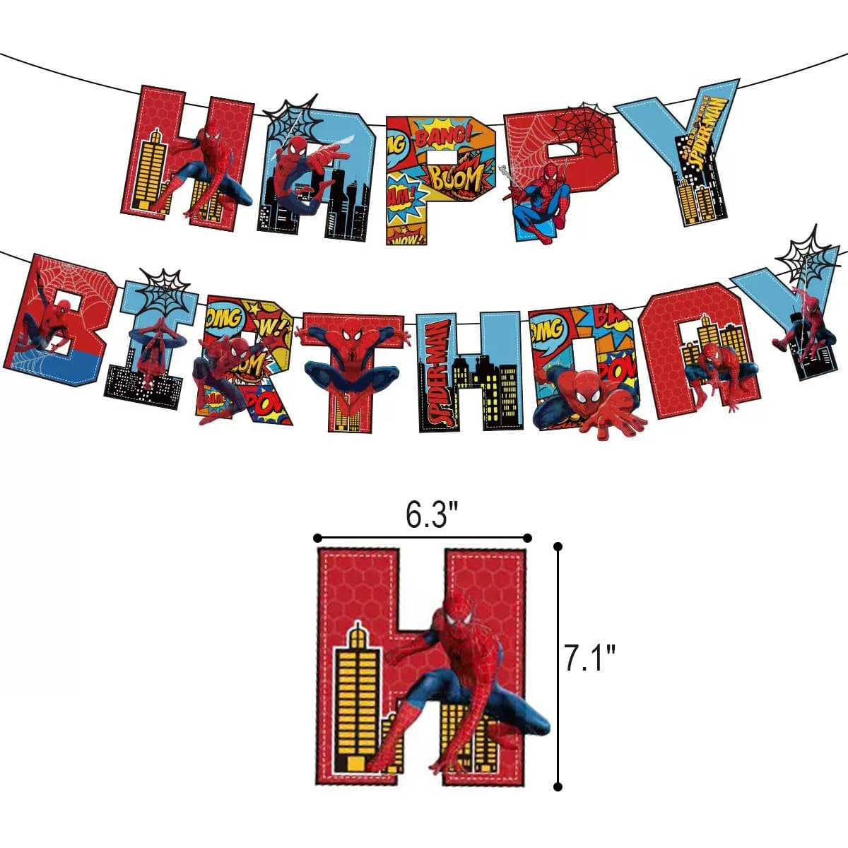 Spider-Man birthday banner Marvel theme HAPPY BIRTHDAY party banner children's birthday decoration