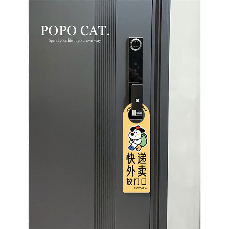 Cartoon Dog Acrylic Door Handle Hanger Takeaway Leave-at-Door Notice Sign Household Entrance Door Compatible Number Plate