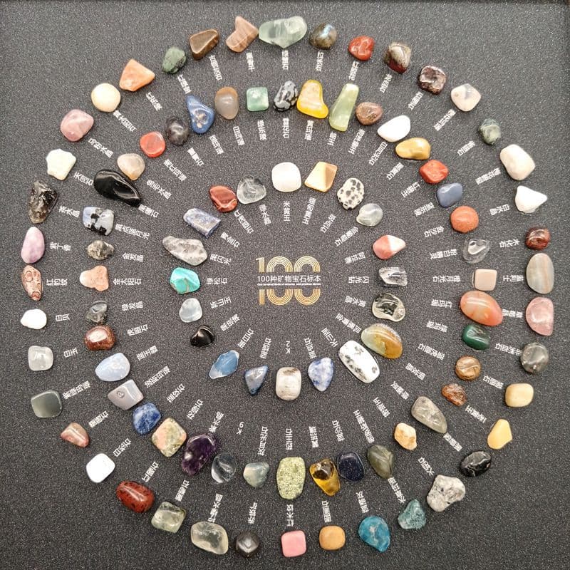 100-Piece Raw Ore Specimen Display Box for Kids Educational Gift Set, Crystal Stone Collection, Free Shipping