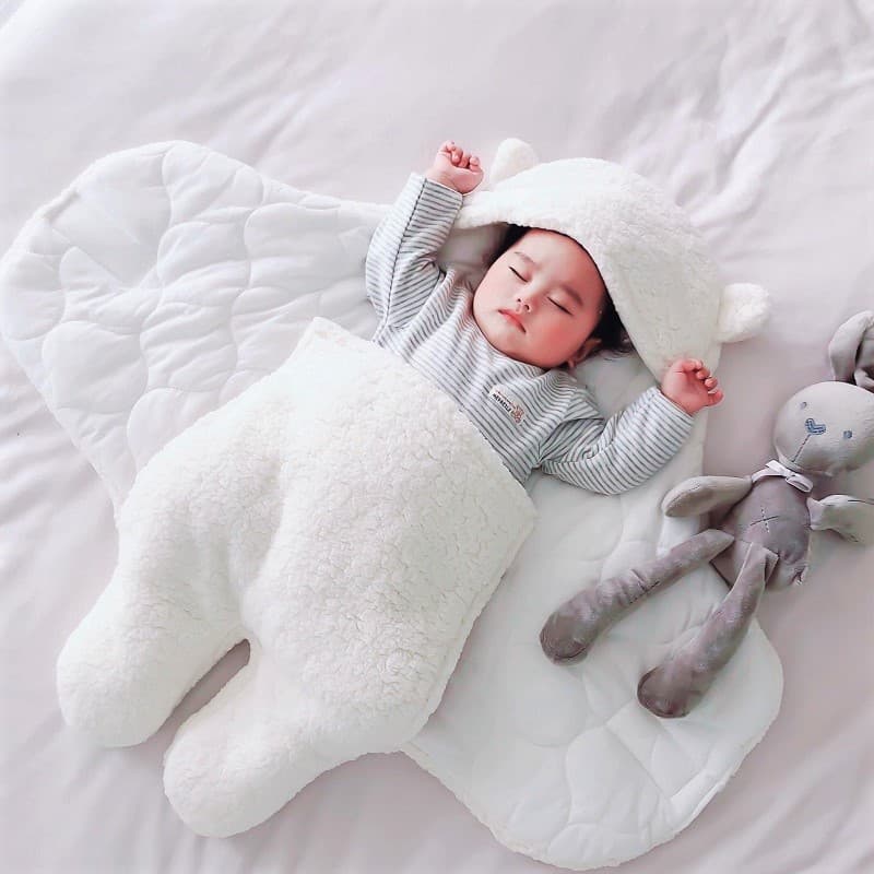Baby Swaddle Blanket Newborn Thickened Pure Cotton Wrap for Autumn and Winter, Anti-Kick Sleep Sack, Anti-Startle Swaddle