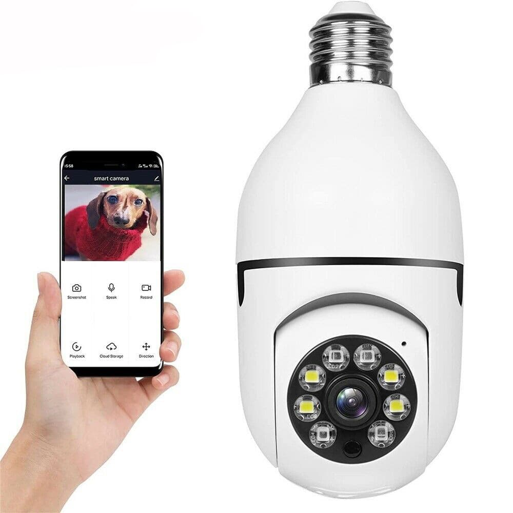360 Panoramic E27 Bulb Camera for Home Smart WiFi Bulb with Indoor Pan/Tilt and Night Vision