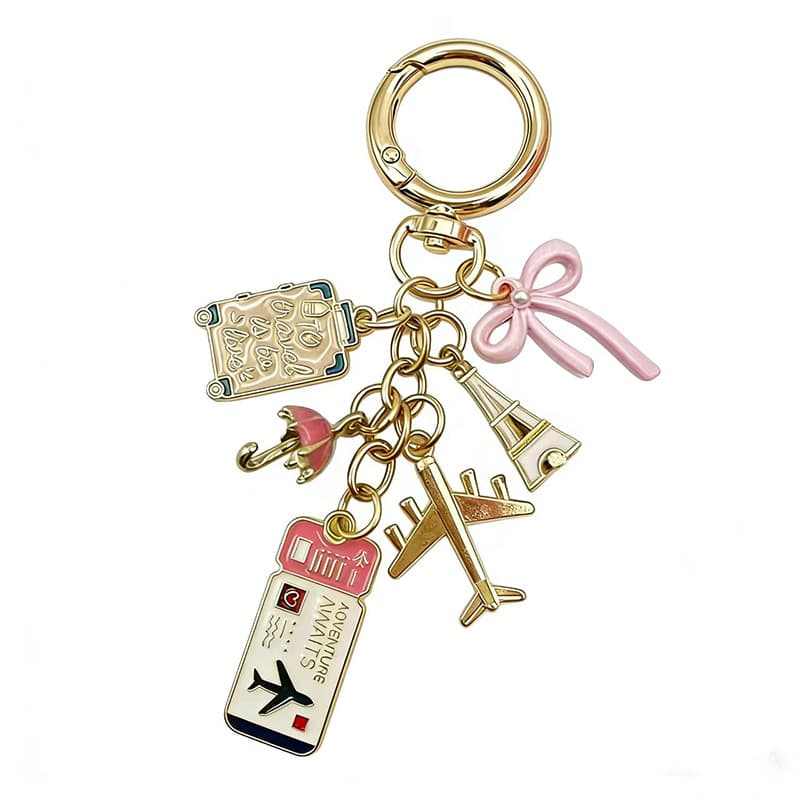Creative Travel Luggage Tag Alloy Couple Keychain Backpack Pendant Accessory Souvenir Gift