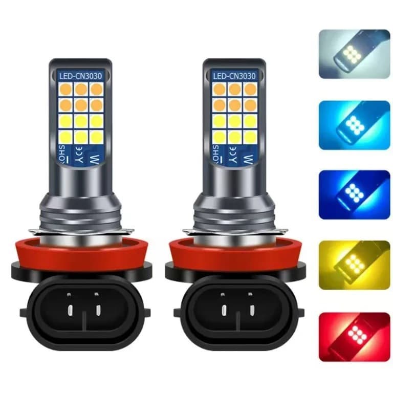 Cross-border special supply of car LED two-color fog lamp H11/H8 9006/9005 H7 H4 H16 24smd 3030