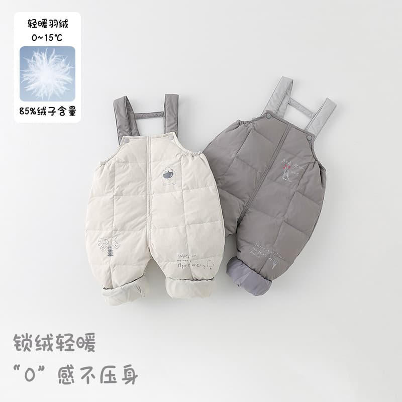 Boys' down pants 2025 winter new style infant boy cartoon warm romper thickened overalls Class A