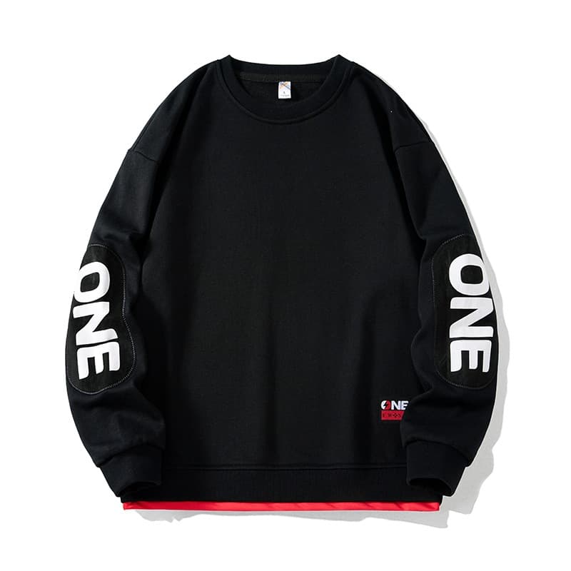 Spring and autumn men's sweatshirts new fake two-piece trendy loose and versatile simple sports and comfortable large size men's tops