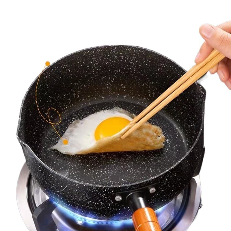 Mafan Stone Japanese Snow Flat Pot Non-Stick Small Pot Home Noodle Pot Soup Pot Milk Heating Pot Single Serving Instant Noodle Pot