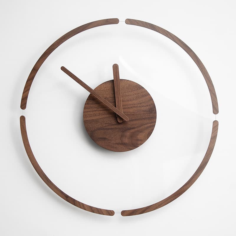 Nordic Solid Wood Transparent Wall Clock Modern Minimalist Creative Fashion Clock for Living Room Bedroom Home Decor Individual Wall Clock