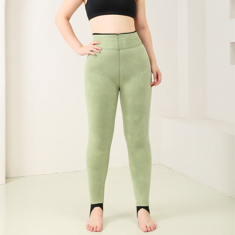 Women's Cotton Pants for Winter Outer Wear, Fleece-Lined Thick Warm Moisturizing Pants, Footed High-Waist Slimming Plus Size Comfortable Thermal Leggings