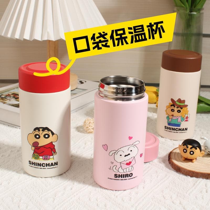Crayon Shin-chan Thermos Pocket Water Cup Student Portable Cute Stainless Steel New Cartoon Cup Outdoor Water Cup