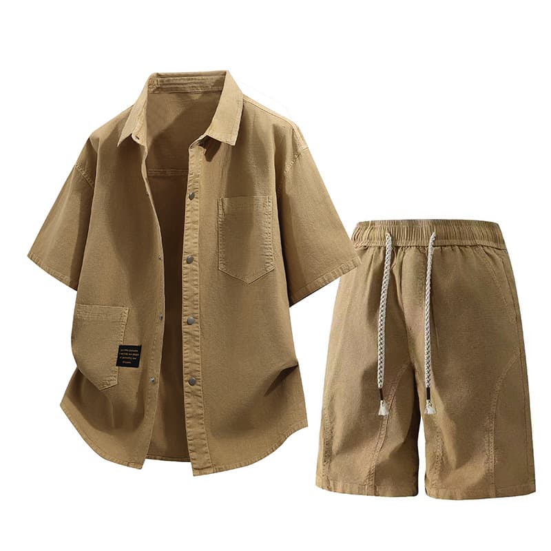 Plus Size Casual Denim Set for Men Summer Loose Fit Short Sleeve T-Shirt and Shorts Two-Piece Set Price Controlled at 159 Yuan