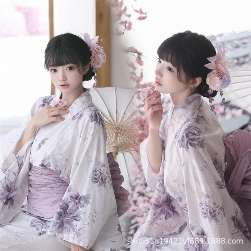 Japanese Cherry Blossom Kimono Dress Traditional Modified Girl Japanese Style Yukata Photography Costume