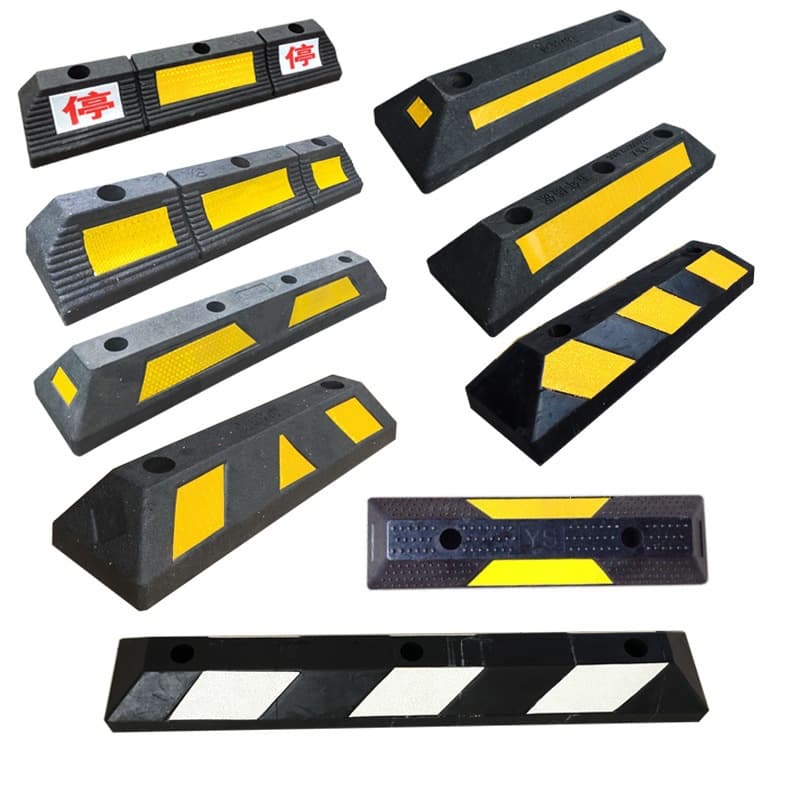 Parking space car wheel blocker garage rubber limiter locator rubber and plastic parking pile car blocker floor blocker