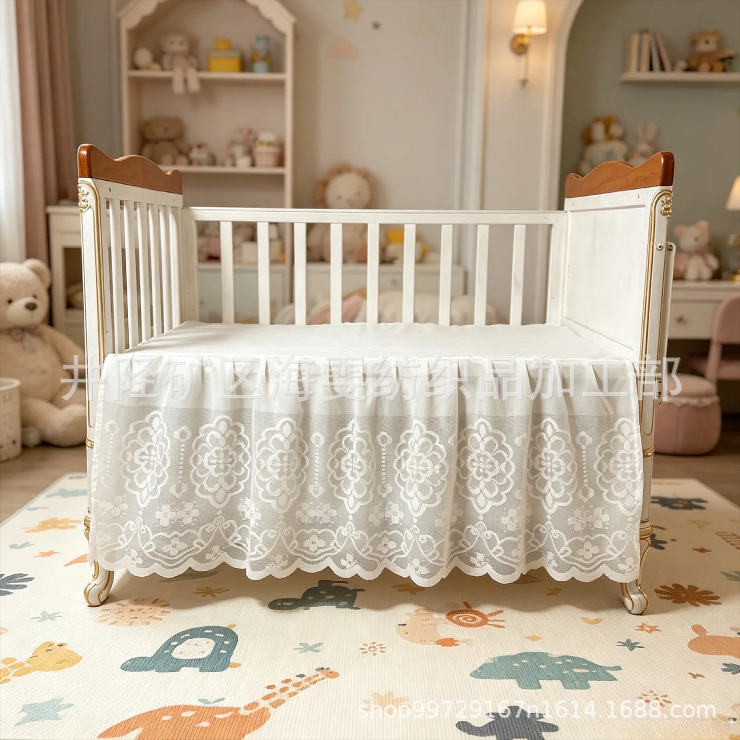 Cross-border supply double-layer lace baby bed cover baby bed dust cover boys and girls home bedding anti-slip bed skirt