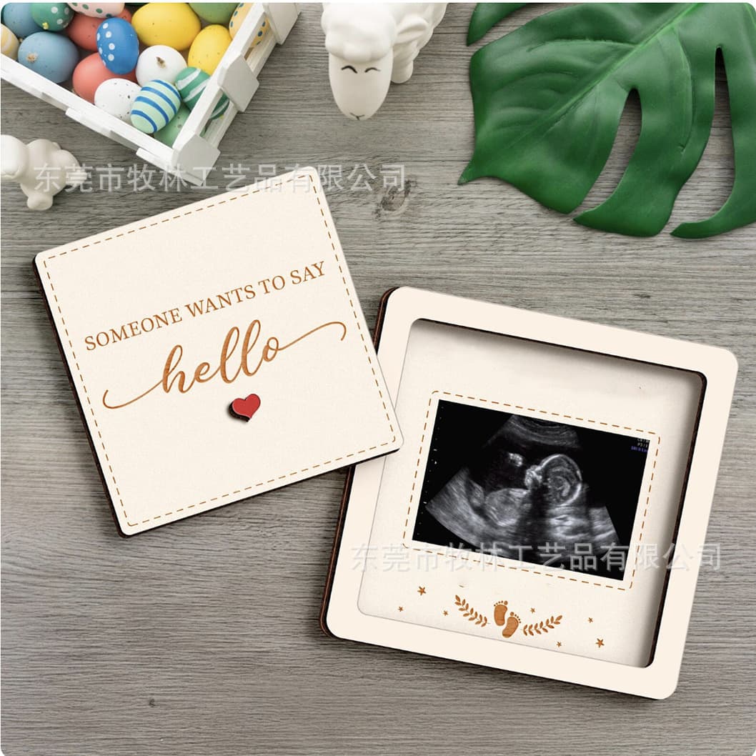 Wooden Photo Frame Souvenir Ultrasound Pregnancy Announcement Frame Newborn Birth Keepsake Wooden Craft