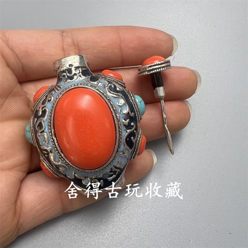 Featured Snuff Bottle Collection, Alloy Copper Treasure Inlaid with Gilt, Inside-Painted Cloisonné Smoking Set, Tibetan Gemstone