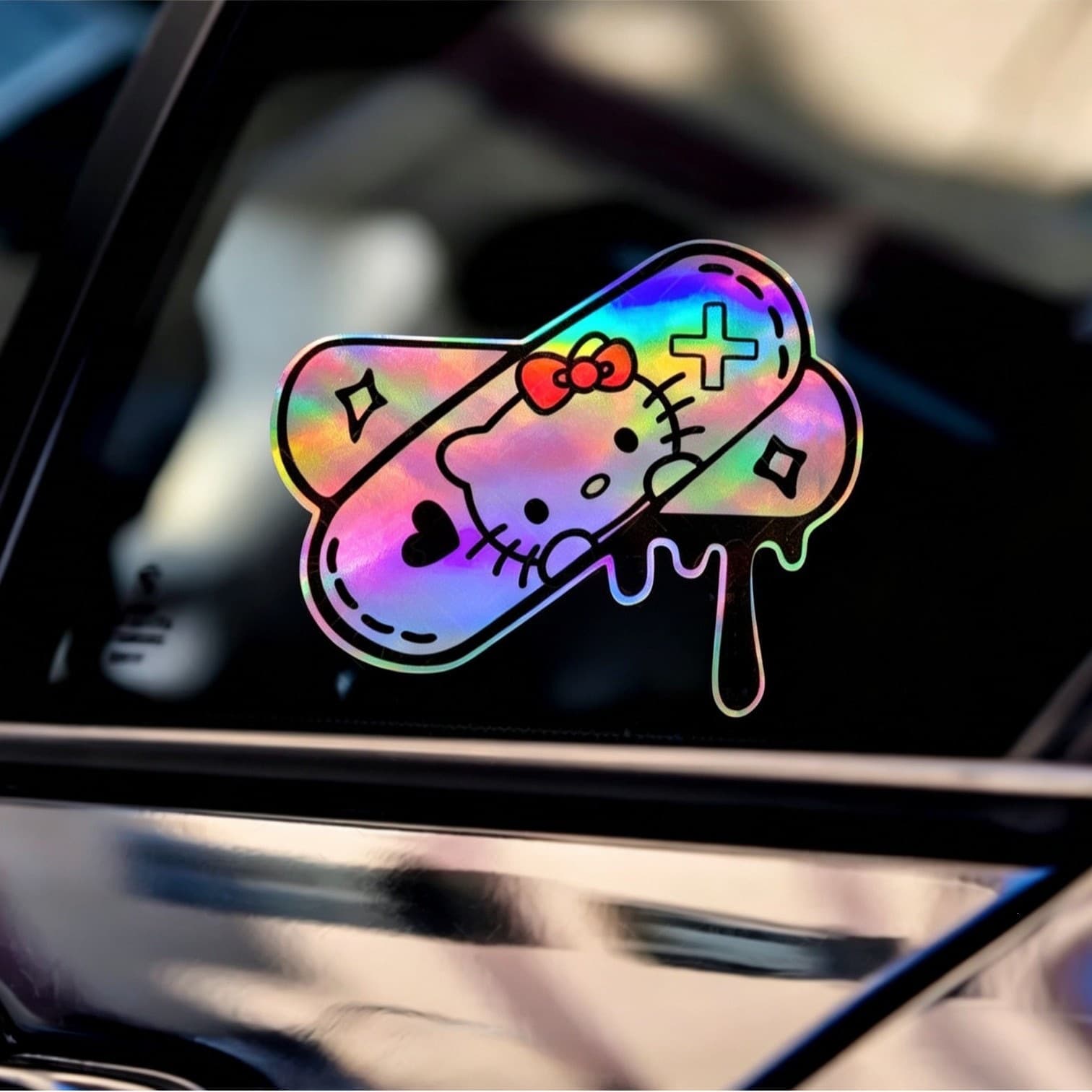 Cross-border laser reflective car KT cat creative patch stickers to block scratches and personalized cute body decoration car stickers