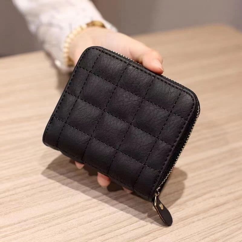 New Korean minimalist plaid wallet for high school students, retro short coin purse with multiple card slots